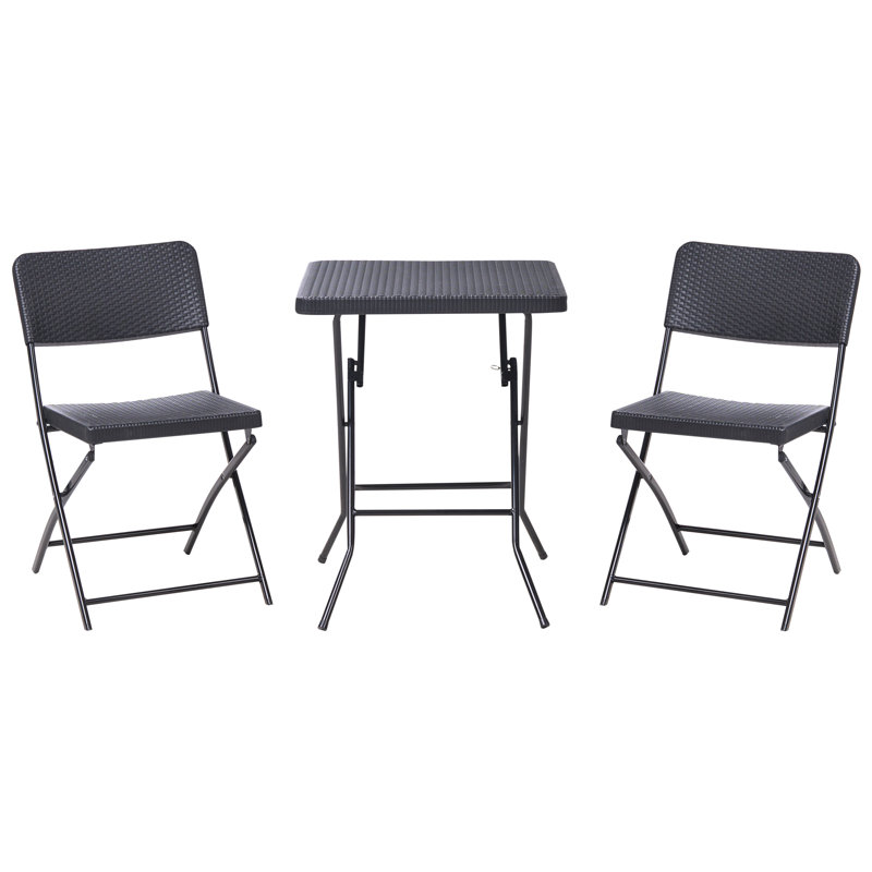 Bistro Set Folding TRAPPETO Black, Black