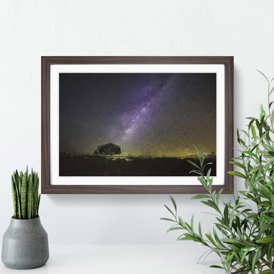 Tree Beneath the Milky Way in Abstract - Framed Print