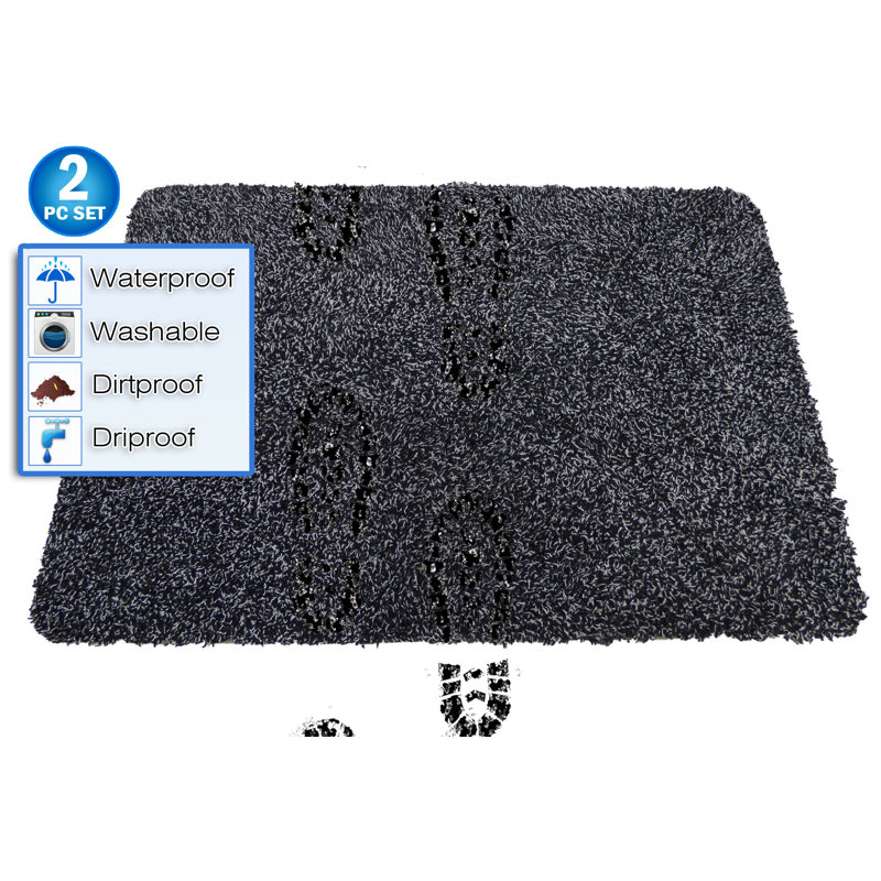 Crisfield Non-Slip Indoor Doormat, Black/Gray