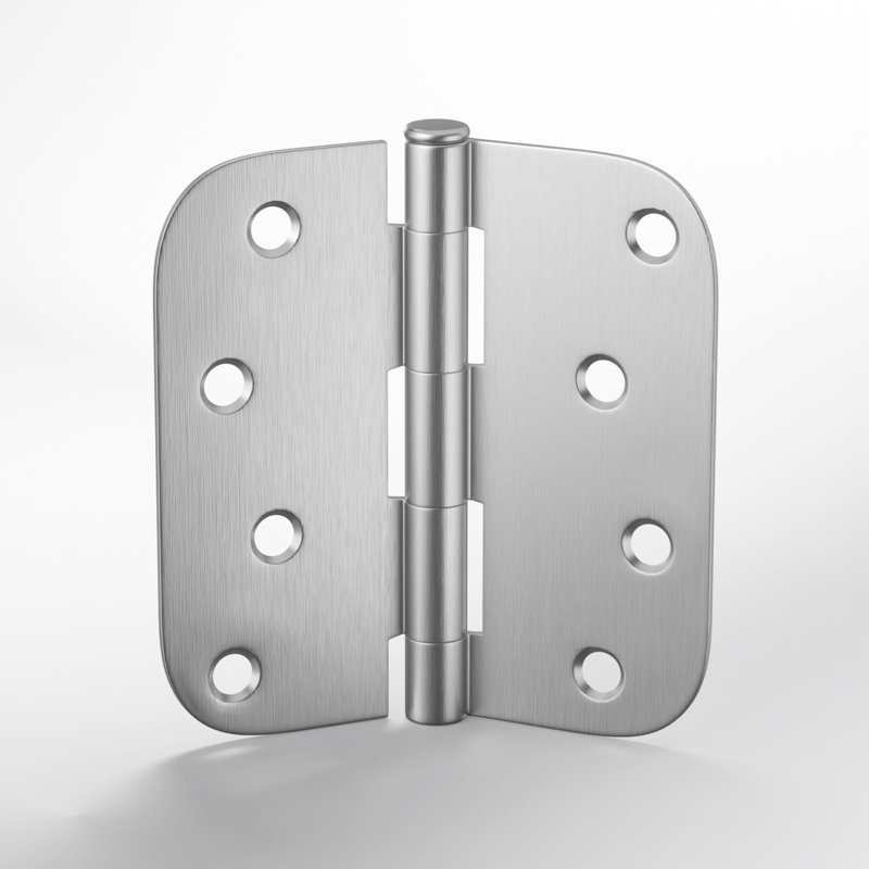 3 Pieces Satin Nickel Door Hinges 4 x 4 Heavy Duty Hinges with 5/8" Radius Corners - Residential Door Hardware, Brushed Nickel Iron