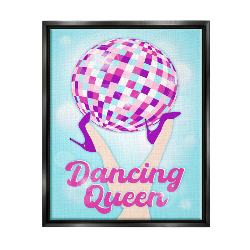 «Dancing Queen Retro Disco Ball» par Martina Pavlova, impression, H 31 po x l 25 po x P 1,7 po, Cadre flottant noir de jais