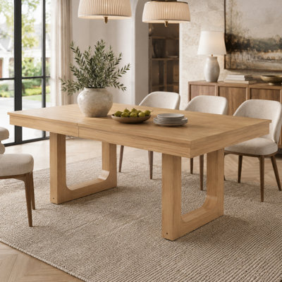 Table de salle à manger extensible Rachell 60"-78" pour 4 à 8 personnes, table rectangulaire de style campagnard avec rallonge amovible et pieds en bois d'hévéa massif