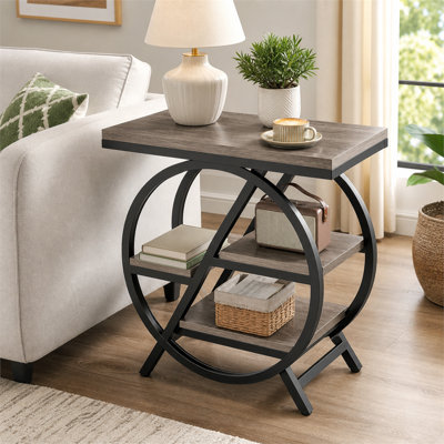 Eco-friendly 4-tier small side table; features a multi-layer storage design suitable for living rooms and bedrooms—a portable table perfect for keeping snacks and essentials organized.