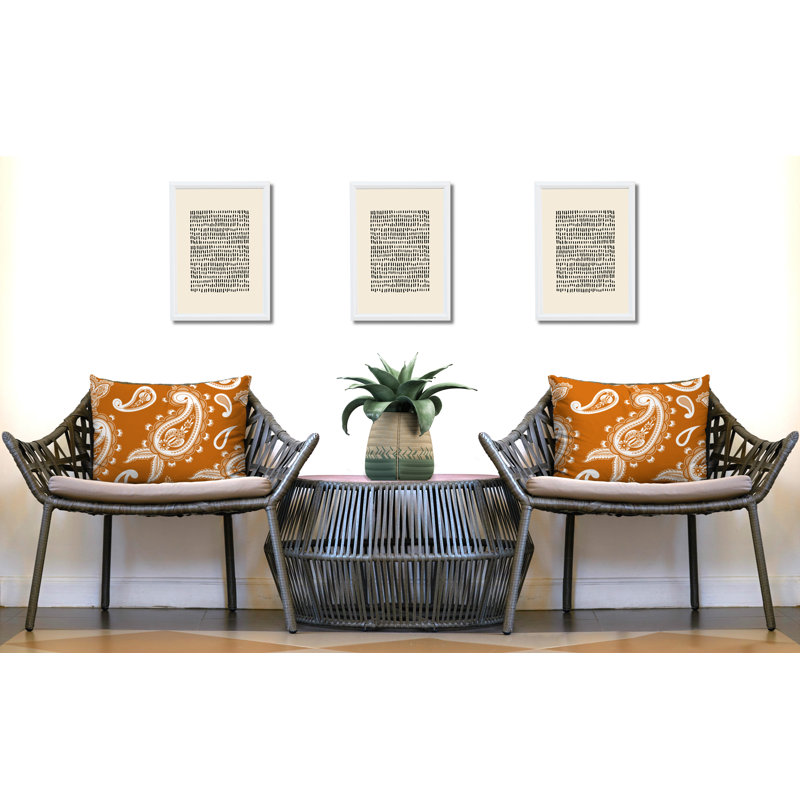 Paisley Outdoor Reversible Throw Pillow, Orange