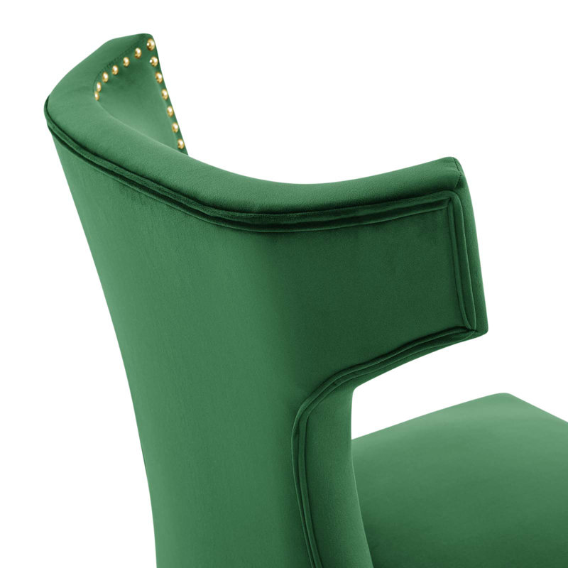 Emerald Green Velvet Upholstered Wood Side Chair