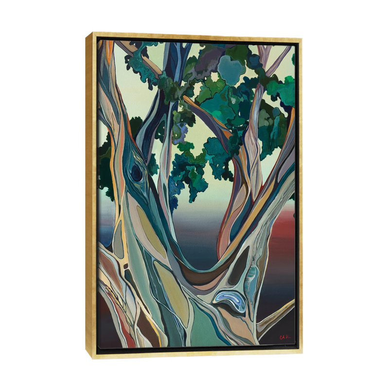 Grand arbre à Honolulu_1PC6, Cadre flottant doré, H 40 po x l 26 po