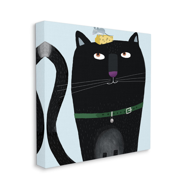 Au-604-Canvas " Cat & Mouse Pet Friends " by Carla Daly, 17" H x 17" W x 1.5" D