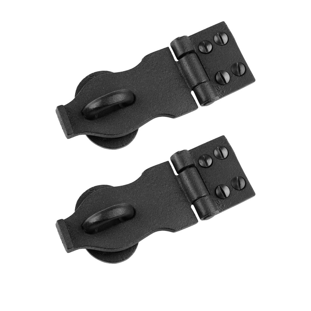 Black Wrought Iron Hasp Lock 4"x1.75" Rust Resistant Renovators Supply (Set of 2) The Renovators Supply Inc.
