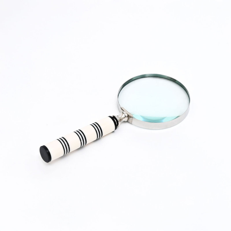 Elegant Cream & Black Resin Handle Magnifying Glass 