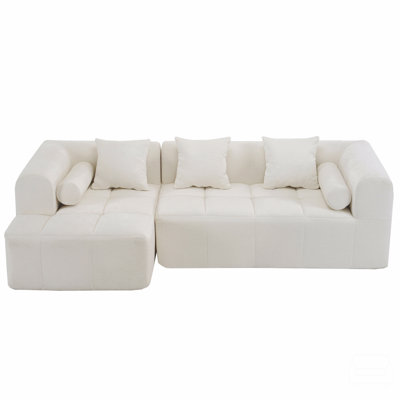 Modular Sectional Sofa with Deep Seating & 2 Side Pockets for Living Room by Wrought Studio