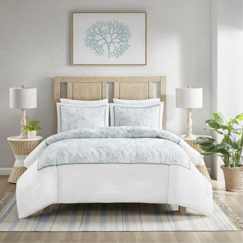 Ensemble de housse de couette blanc, Éclat d'étoile beige, Housse de couette grand + 2 taies décoratives
