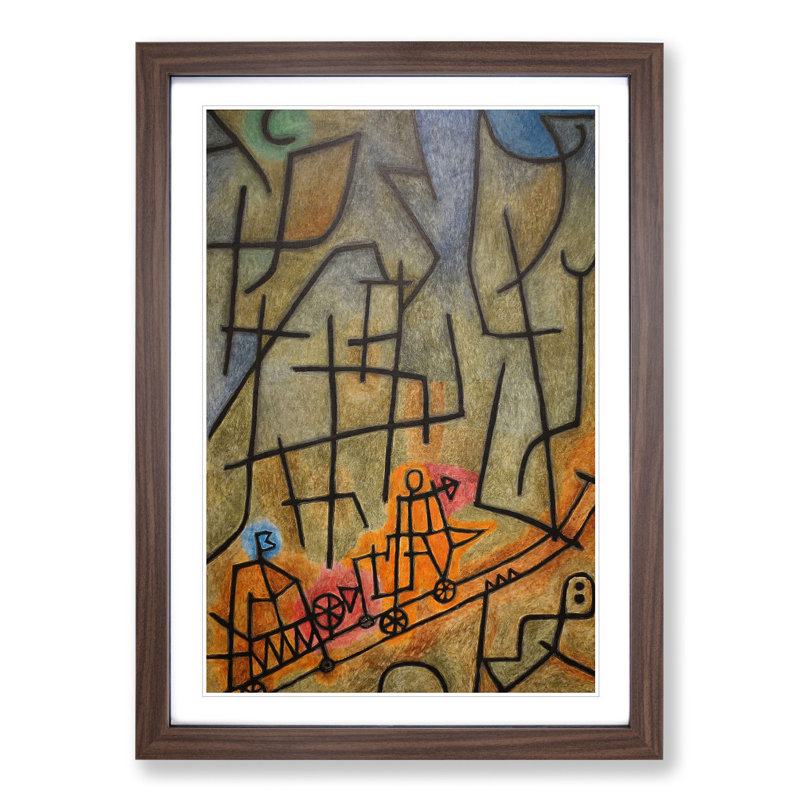 Conquest of the Mountain by Paul Klee - Picture Frame Painting, 65cm H x 48cm W x 2cm D, Walnut Framed