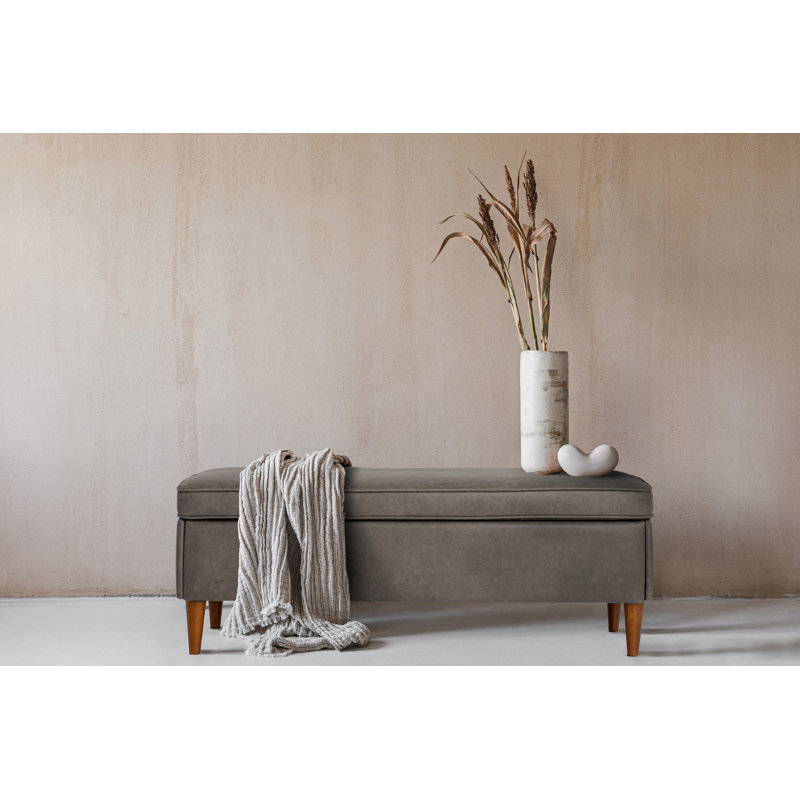 Atley Upholstered Storage Bench, Gray Faux Leather