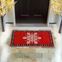 Indoor/Outdoor Snowflakes Holiday Hooked Accent Rug