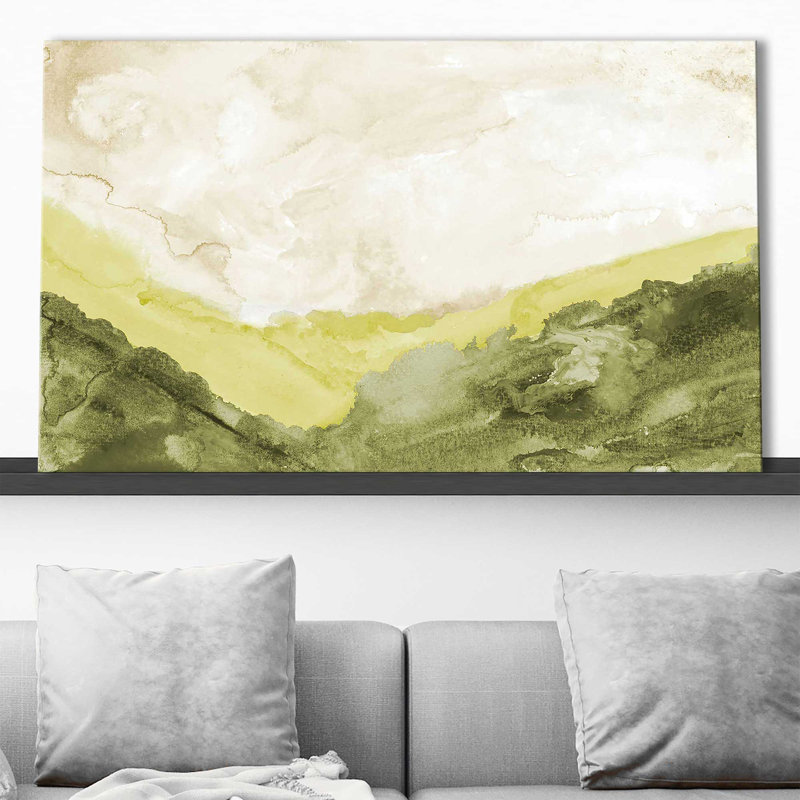 «Washed Green Landscape» par B. Danelle - Peinture, Toile tendue, H 18 po x l 30 po x P 1 po