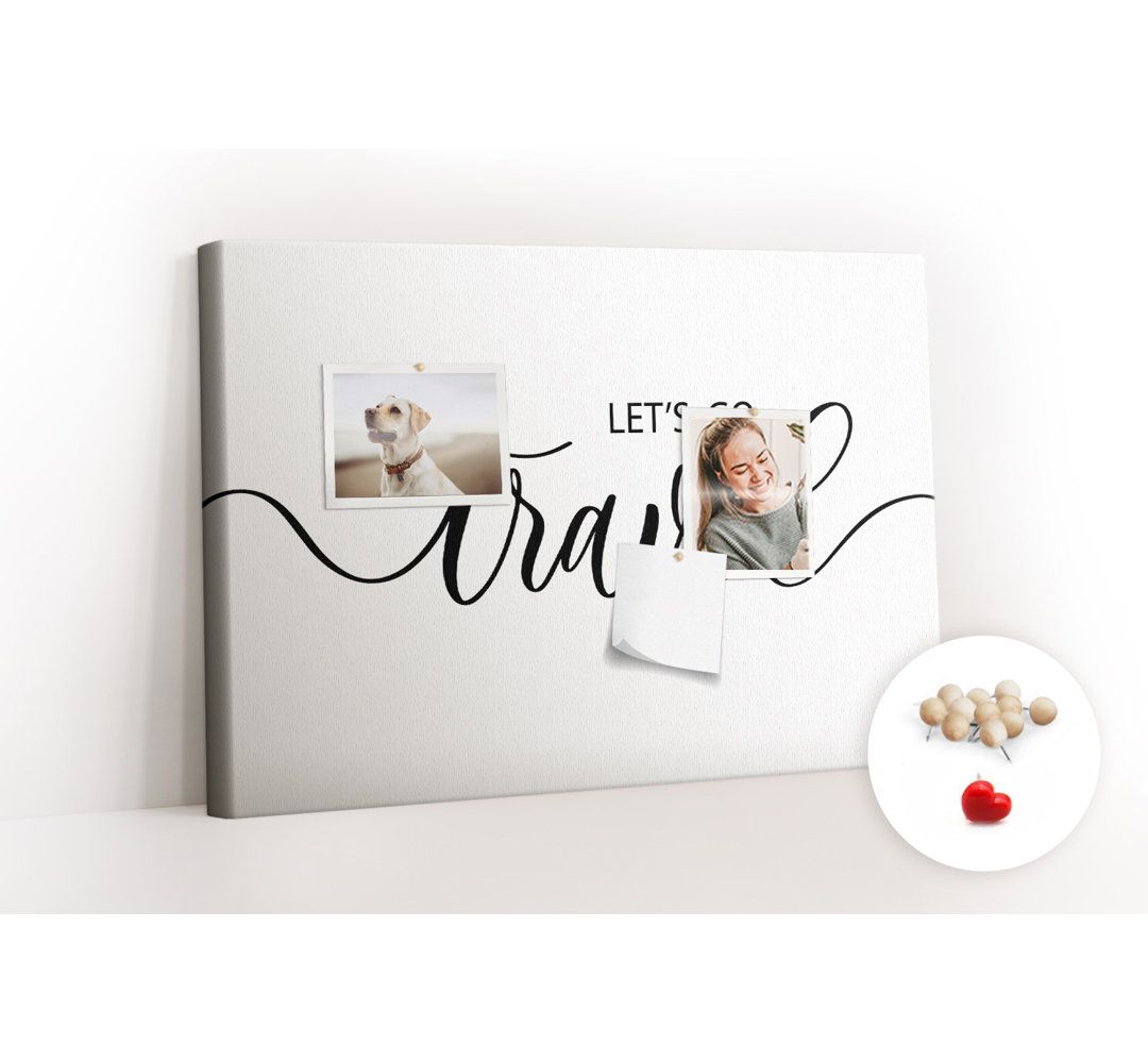 Wall Mounted bulletin board print wall art notice boards decorative corkboard Word Lets Go Travel