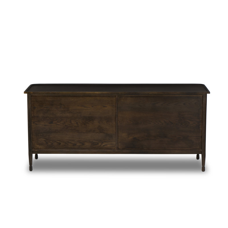 Franny 6 Drawer Dresser-Saddle Brown Veneer, Espresso Oak Veneer