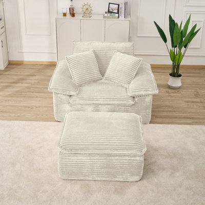 Corduroy Chaise Lounge Chair with Ottoman No Assembly by Ivy Bronx