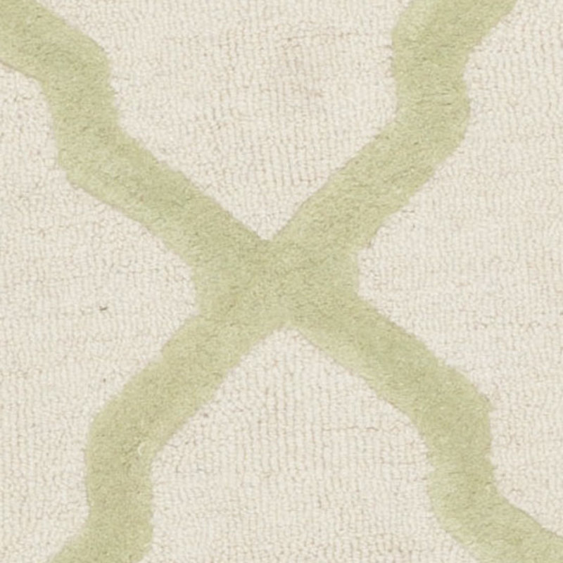 Cannen Hand Tufted Wool Geometric Rug, Rectangle 8' x 10', Ivory/Light Green