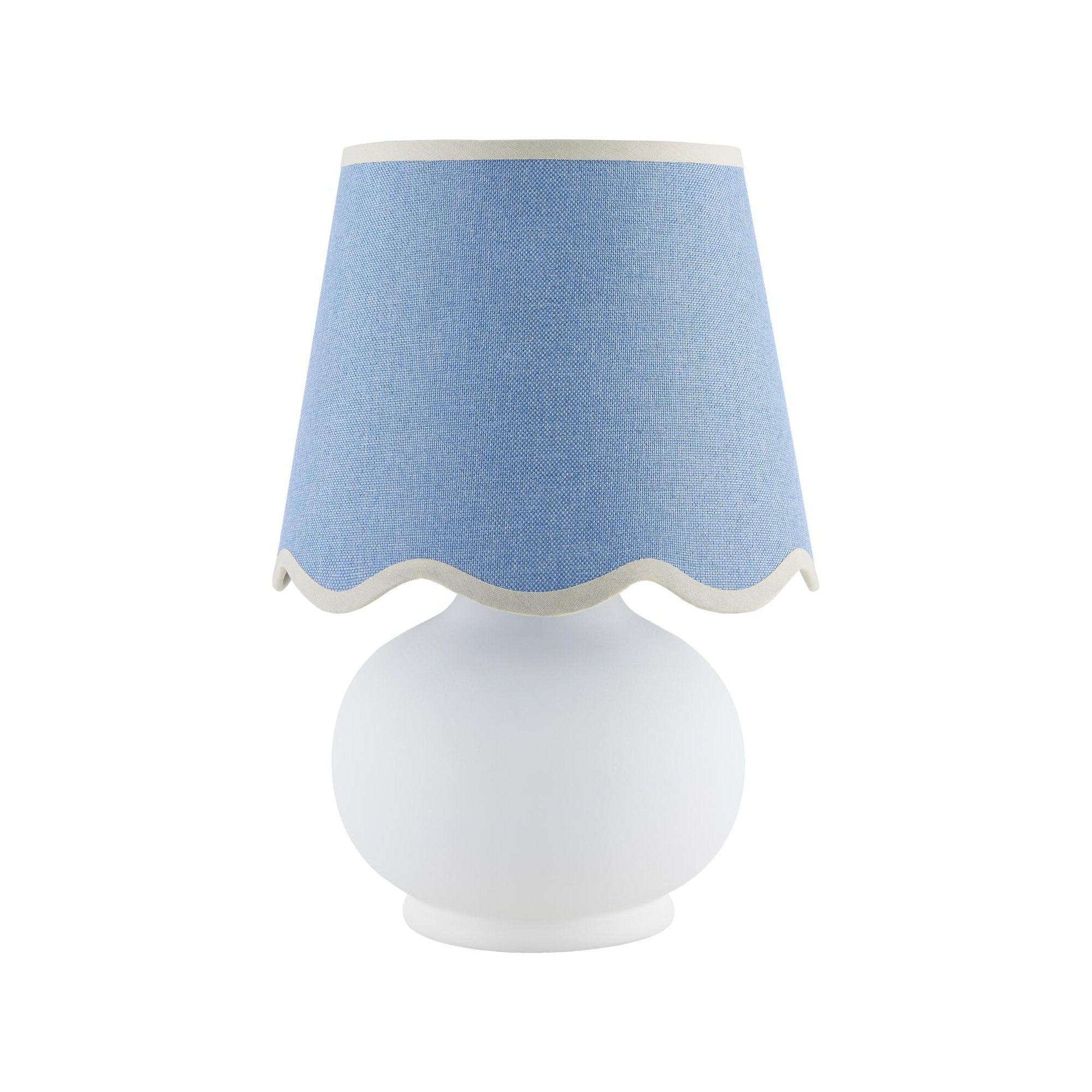 Momsen Colored Scallop Shade Lamp, White, Blue