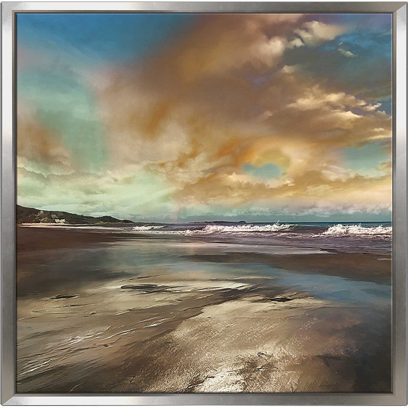 «Reflection», reproduction de peinture acrylique sur toile, H 21,5 po x l 21,5 po x P 2 po, Cadre flottant argent