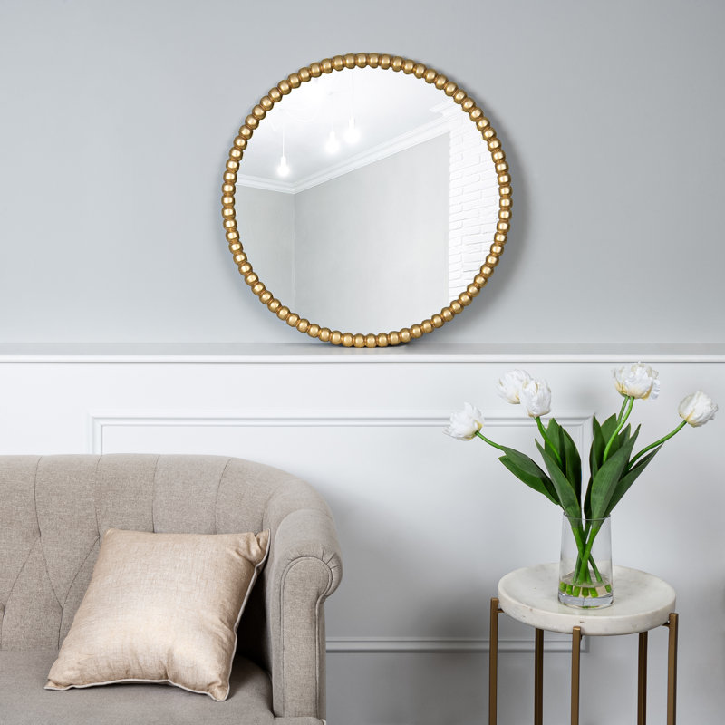 Miroir mural rond en bois massif Pellenberg