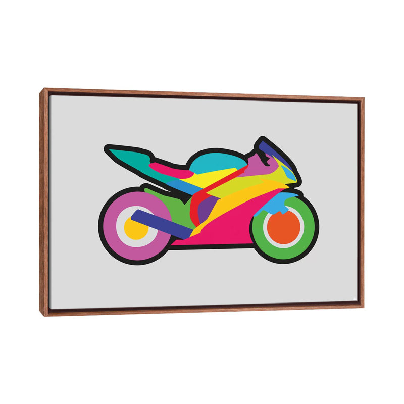 «Motorbike» par Yoni Alter, reproduction d'art graphique sur toile, H 26 po x l 40 po x 1,5 po, Toile avec cadre brun