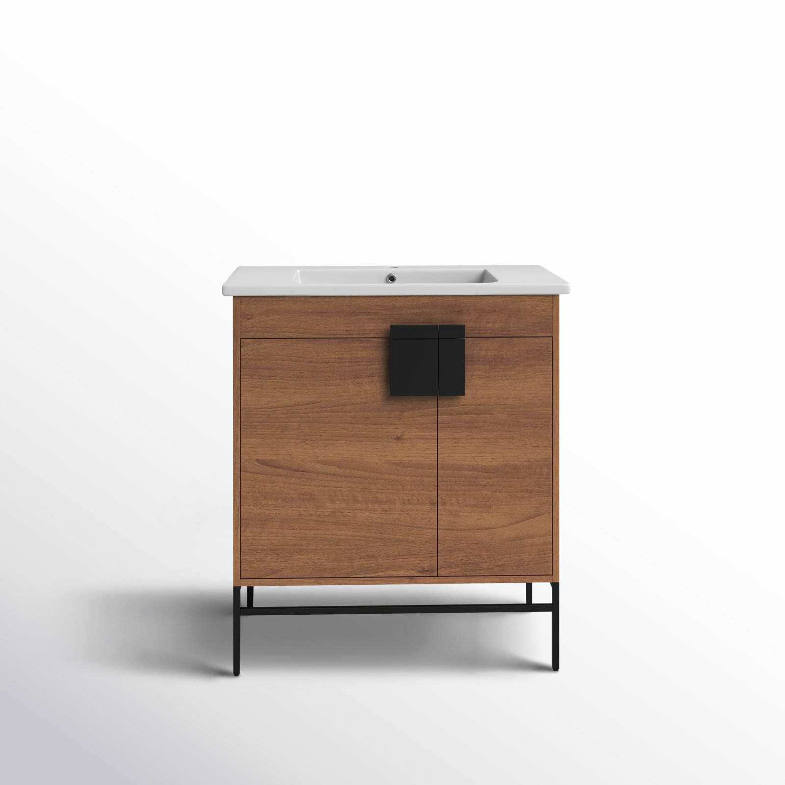 Maisie 30'' Single Bathroom Vanity, Black Matte, Walnut
