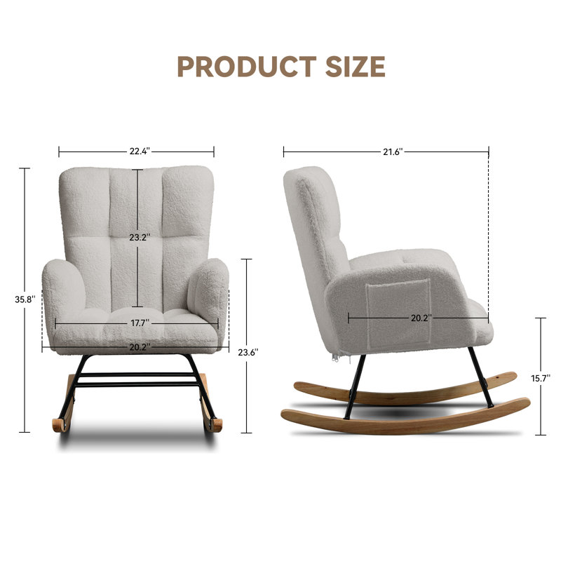 Ardelia Rocking Chair, Grey
