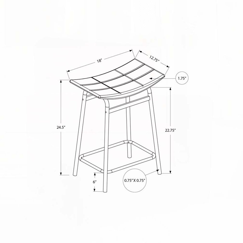 Barstool, Counter Height, Set Of 2,, Black, Gray