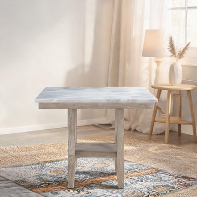 Table de salle à manger carrée pour quatre personnes, en bois massif naturel clair, 42 po