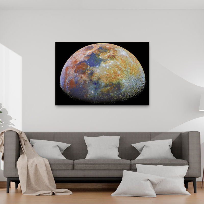 Surface lunaire colorée, paysage abstrait coloré, art mural, H 40 po x l 60 po