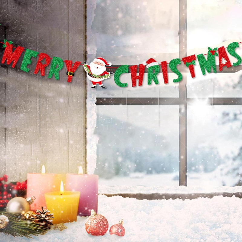 Merry Christmas Banner Glitter Christmas Banner