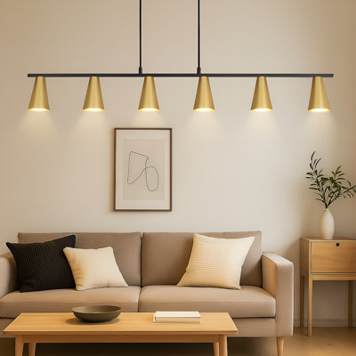 TinHon Modern 1-Light Gold Pendant Light With Clear Glass Dome Shade, Adjustable Rod Hanging Light For Kitchen Island, Dining ZS-PZ132GD01