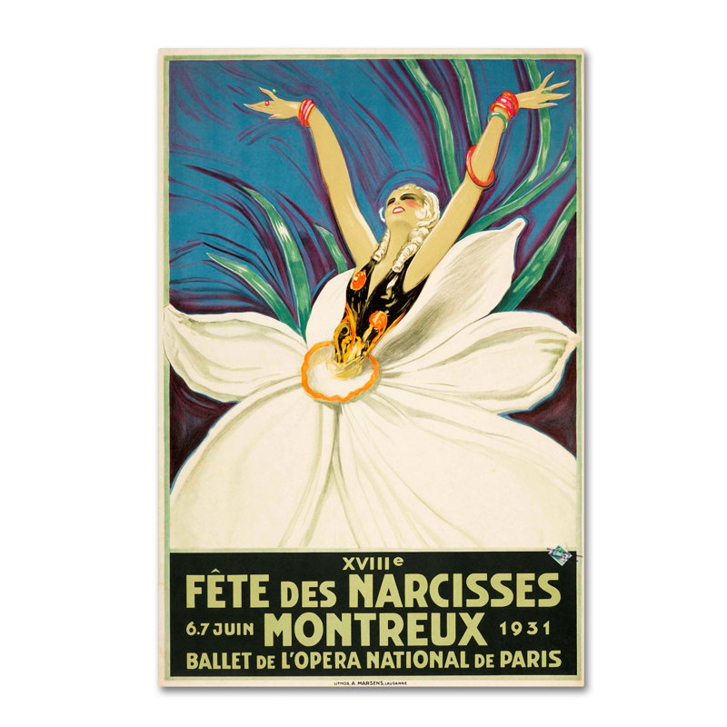 « paris ballet », affiche rétro sur toile tendue, H 19 po x l 12 po