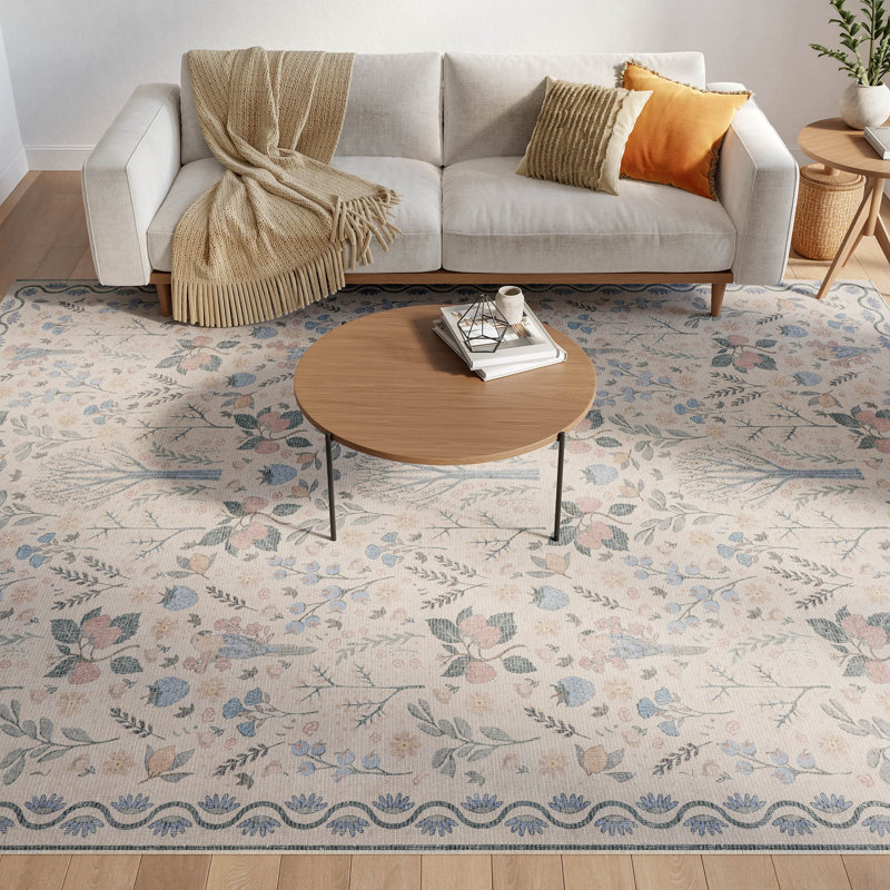 Tapis ivoire multicolore moderne 4 pi x 6 pi Nourison Botanical Washables, Multicolor Ivory, Rectangle 4pi x 6 pi