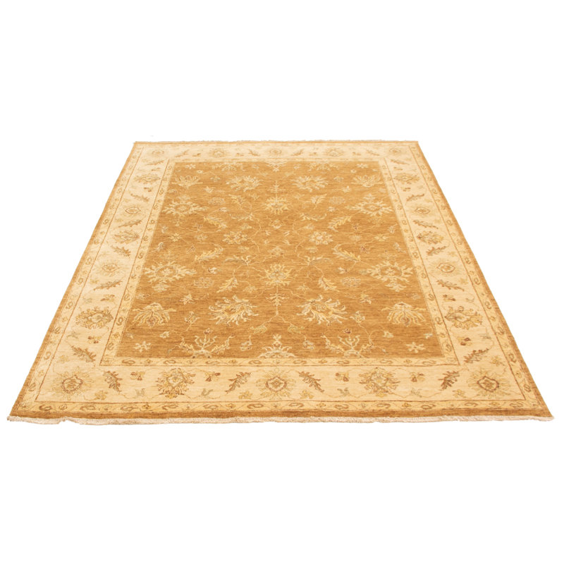 Tapis brun torsadé noué à la main 8 pi 0 po x 10 pi 0 po Chobi