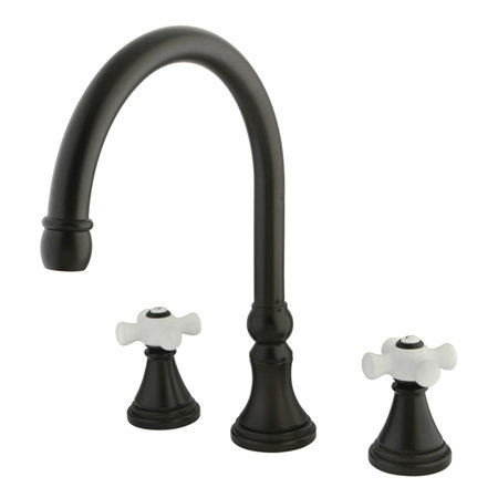Kingston Brass Roman Two-Handle 3-Hole Deck Mount Roman Tub Faucet, Oil Rubbed Bronze