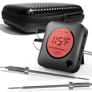 NutriChef Wi-Fi Grill Meat Thermometer Wireless Dual Smart Probes, Alarm  Indoor from Outdoor, Black 