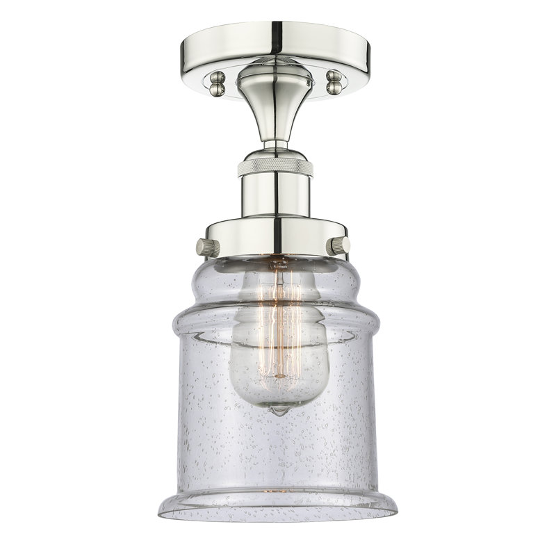 Plafonnier semi-encastré en verre Alvi, Nickel poli