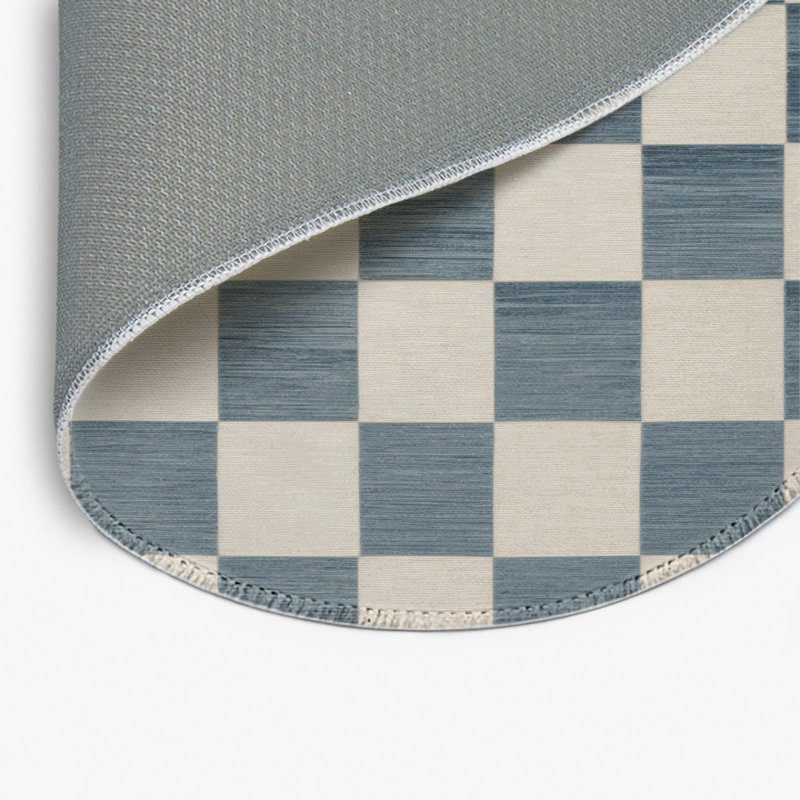 Tapis d'intérieur et d'extérieur à carreaux beige, Rond 5 pi