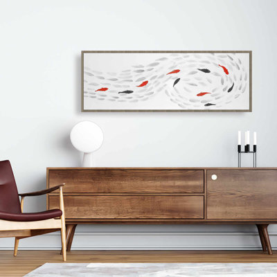 Swimming Fish Swirl Canvas | Asian Aquatic Bedroom Decor