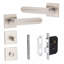 Modern Lima Design Premium Bathroom Door Handles on Square Rose in Satin Nickel Finish