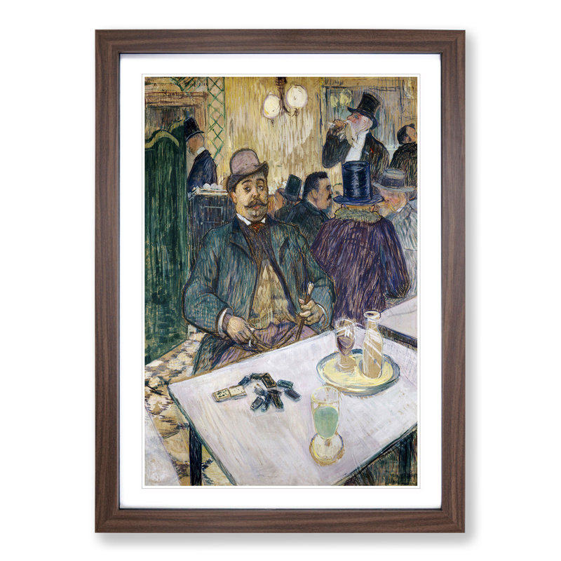 Monsieur Boileau at the Cafe by Henri De Toulouse-Lautrec - Picture Frame Painting, Walnut, 48cm H x 36cm W x 2cm D