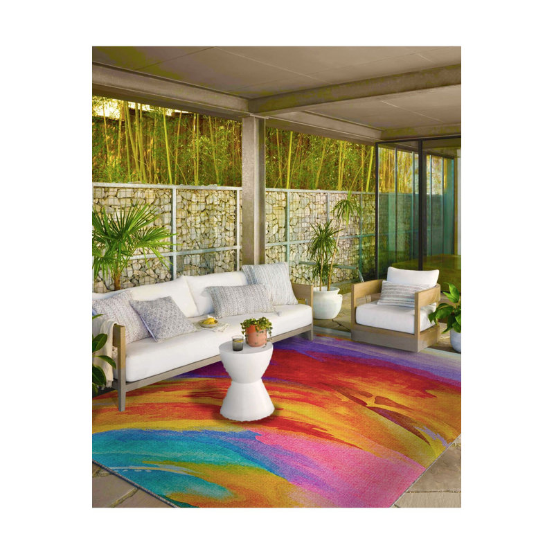 Tapis décoratif coloré multicolore lavable à la machine, Sous-tapis carré 3 pi 3 po inclus