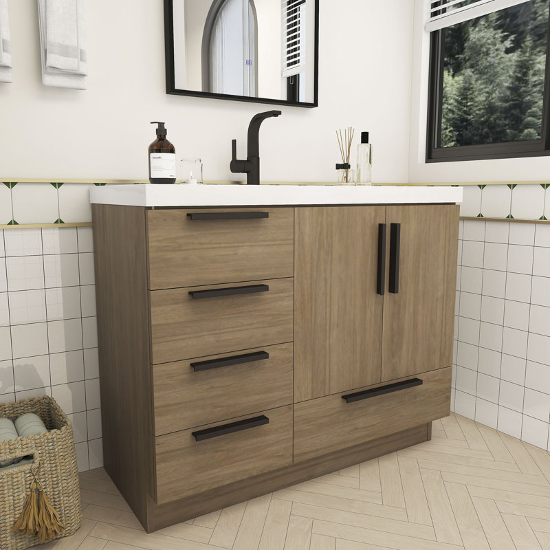 Robincroft 42" Free Standing Vanity With Acrylic Sink, Oak