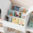 White 54.5"W Storage Bookcase, White Cube Bookcase with Removable Drawers-112680309