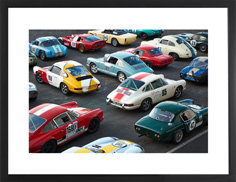 Porsche Rally - Print on Wood, 90cm H x 110cm W x 5cm D, Black
