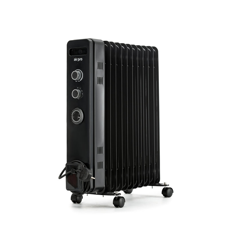 Air Pro 2500W 1 BTU Electric Radiator Space Heater with Adjustable Thermostat, Black