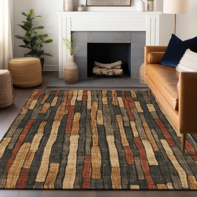 Coffee and Beige Stripe Flat Woven 8' x 10' Indoor/Outdoor Rug
